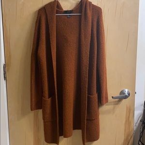 S Burnt Orange Hooded Cardigan with Pockets